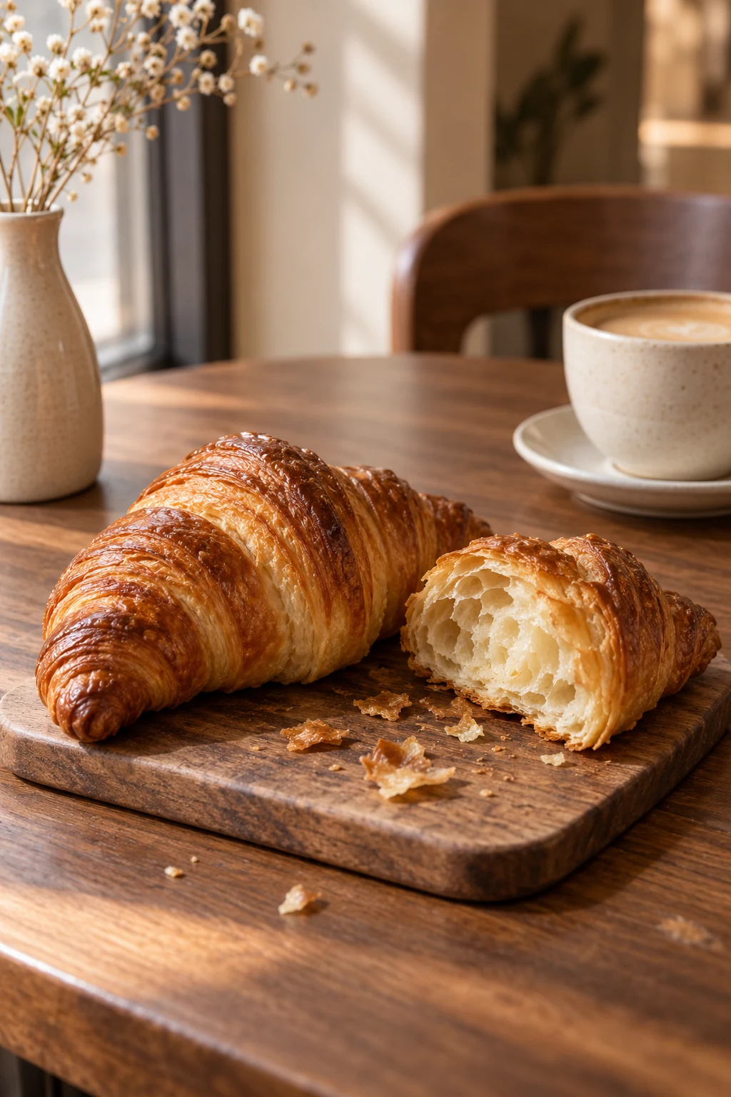 Maślany croissant na desce
