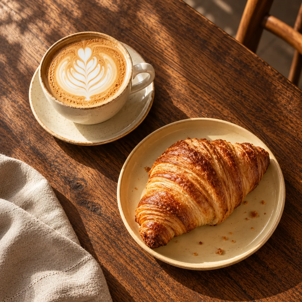 Zestaw kawy z croissantem