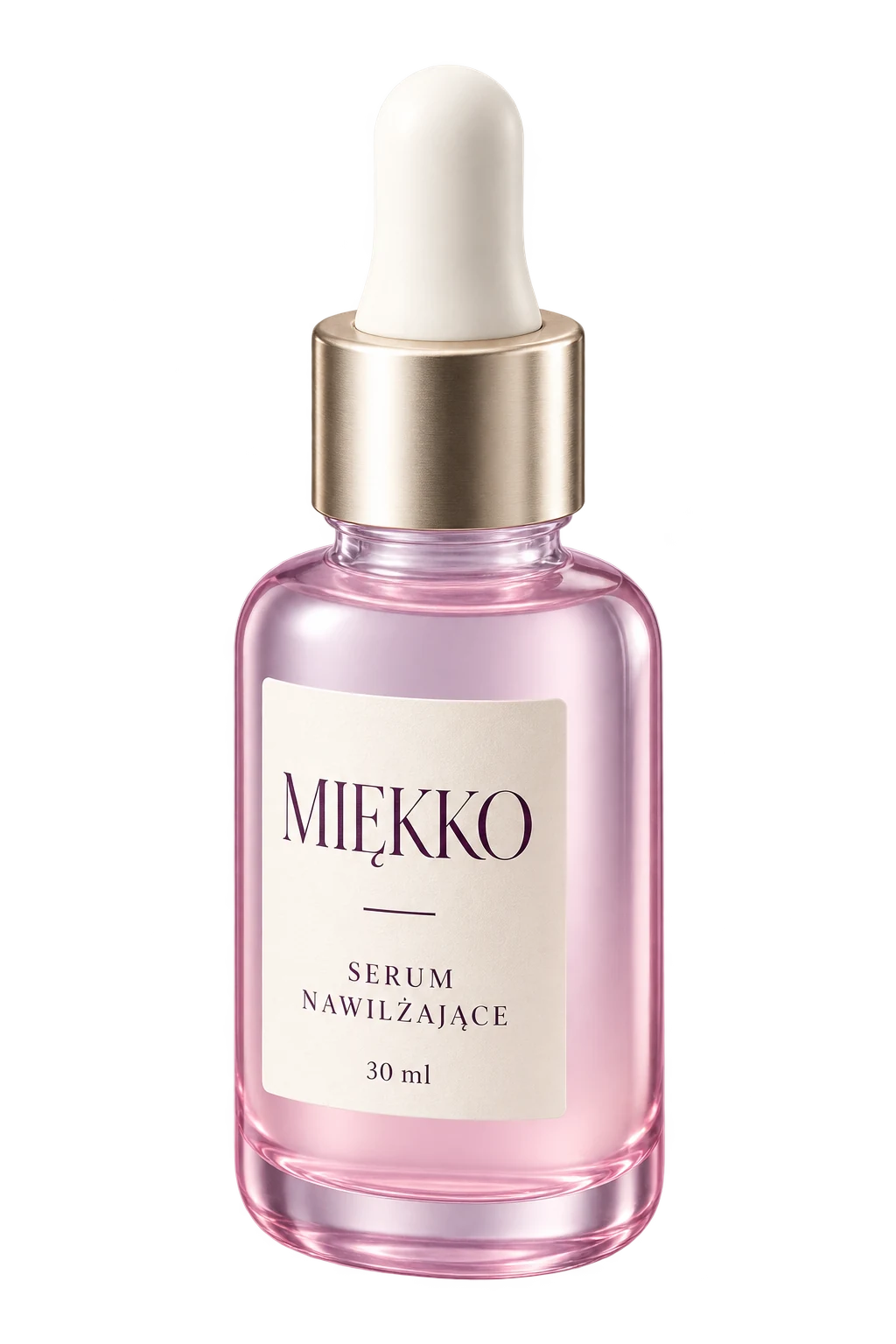 Serum w ujęciu pokazującym szklaną butelkę z boku