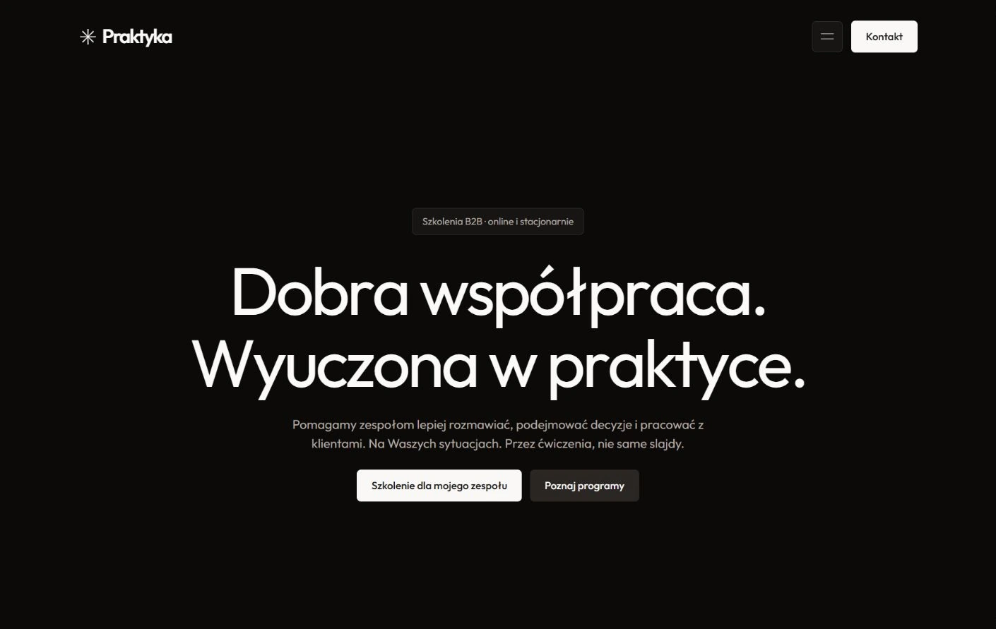 Podgląd strony Praktyka, Szkolenia dla firm