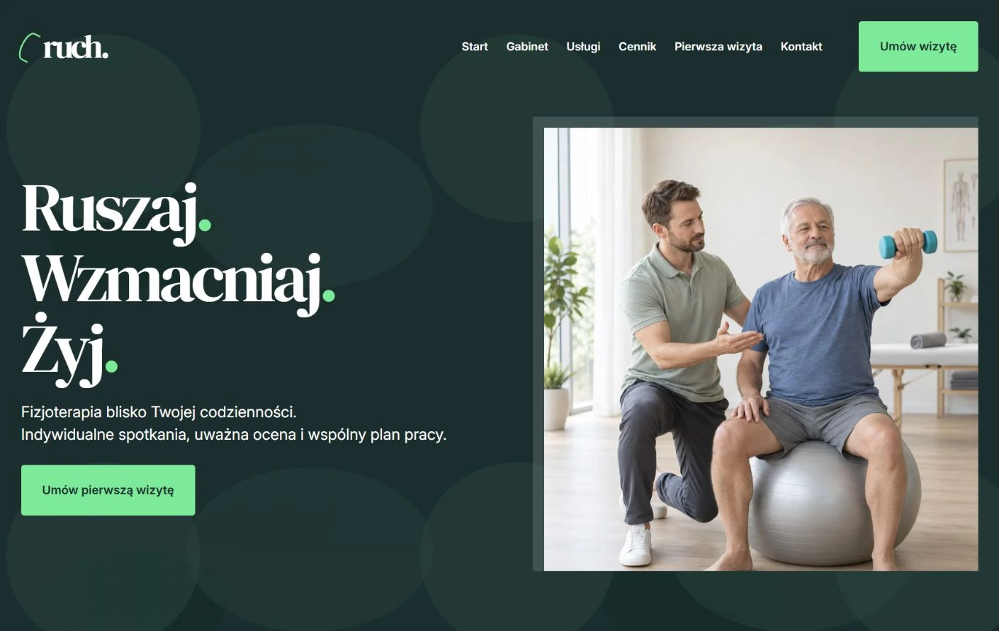 Podgląd strony RUCH, Fizjoterapia