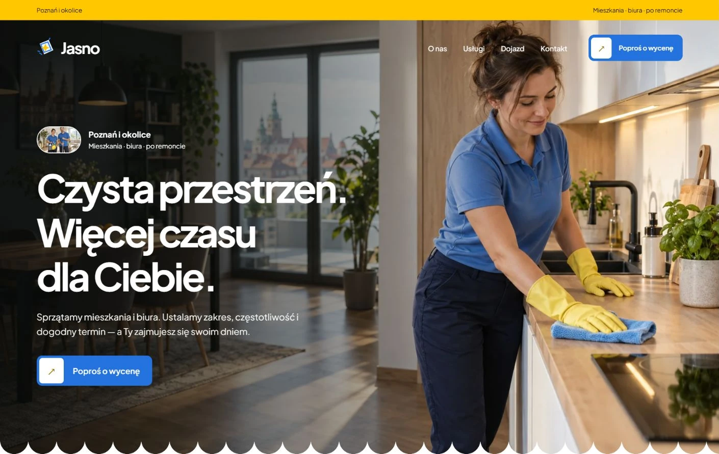 Podgląd strony Jasno, Firma sprzątająca