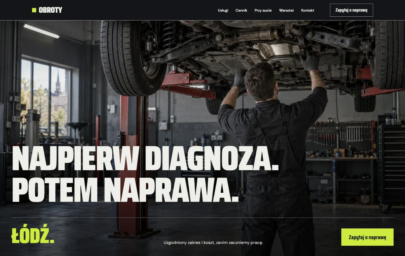 Podgląd strony OBROTY, Warsztat samochodowy