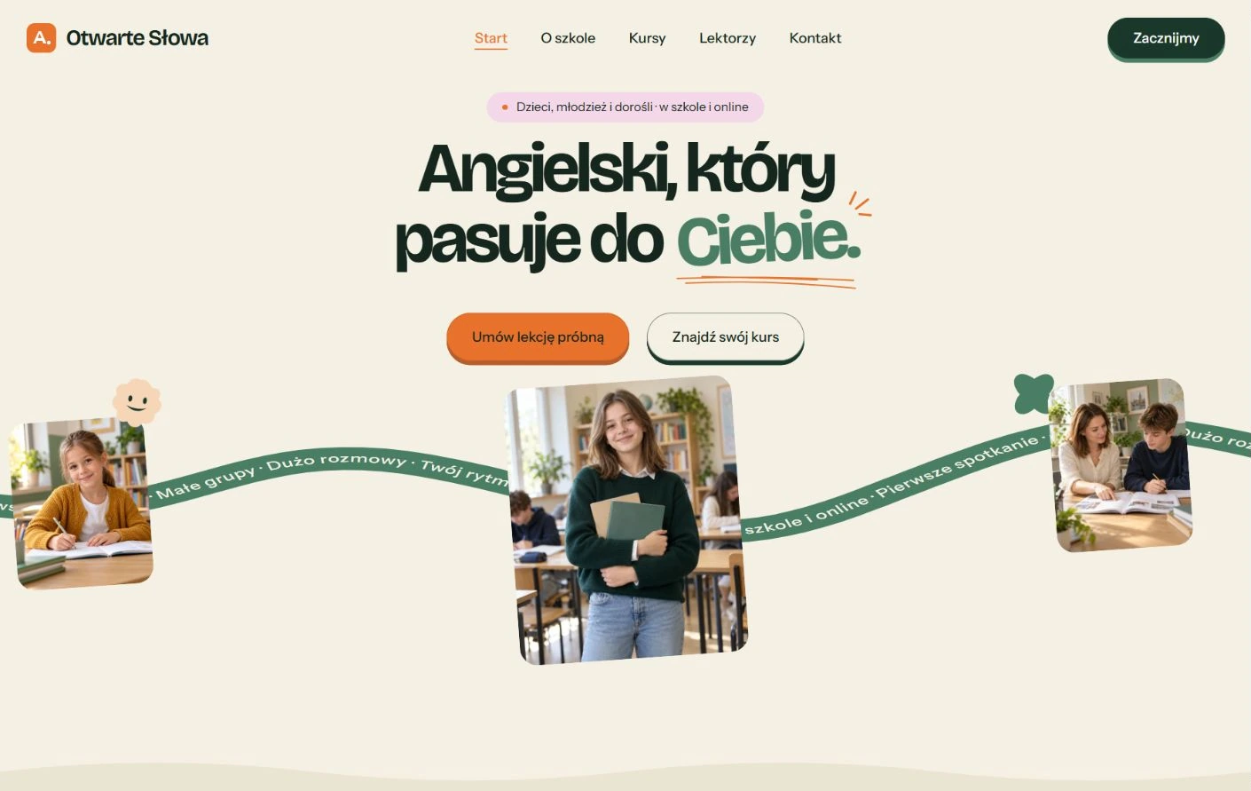 Podgląd strony Otwarte Słowa, Szkoła językowa