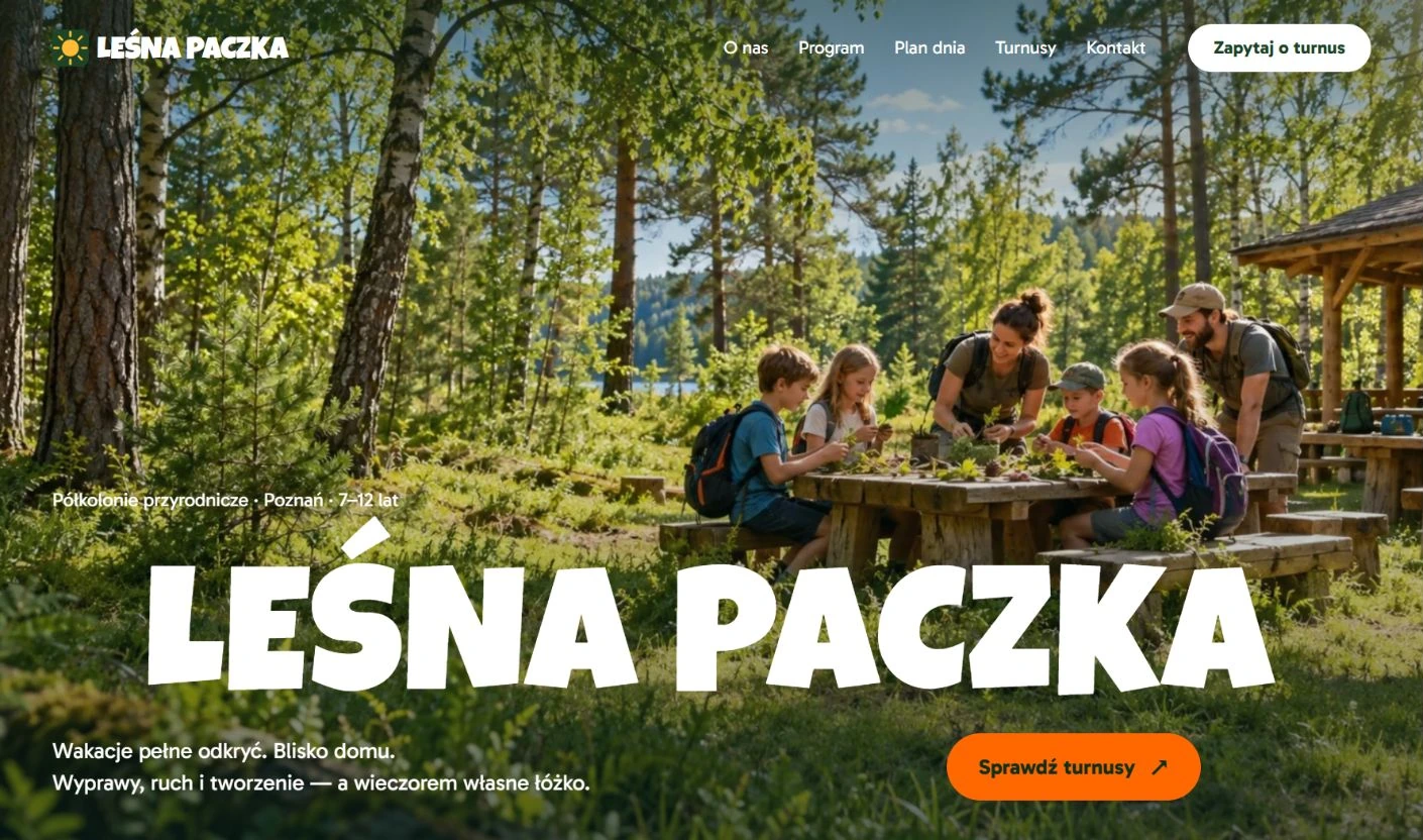 Podgląd strony Leśna Paczka, Półkolonie i zajęcia dla dzieci