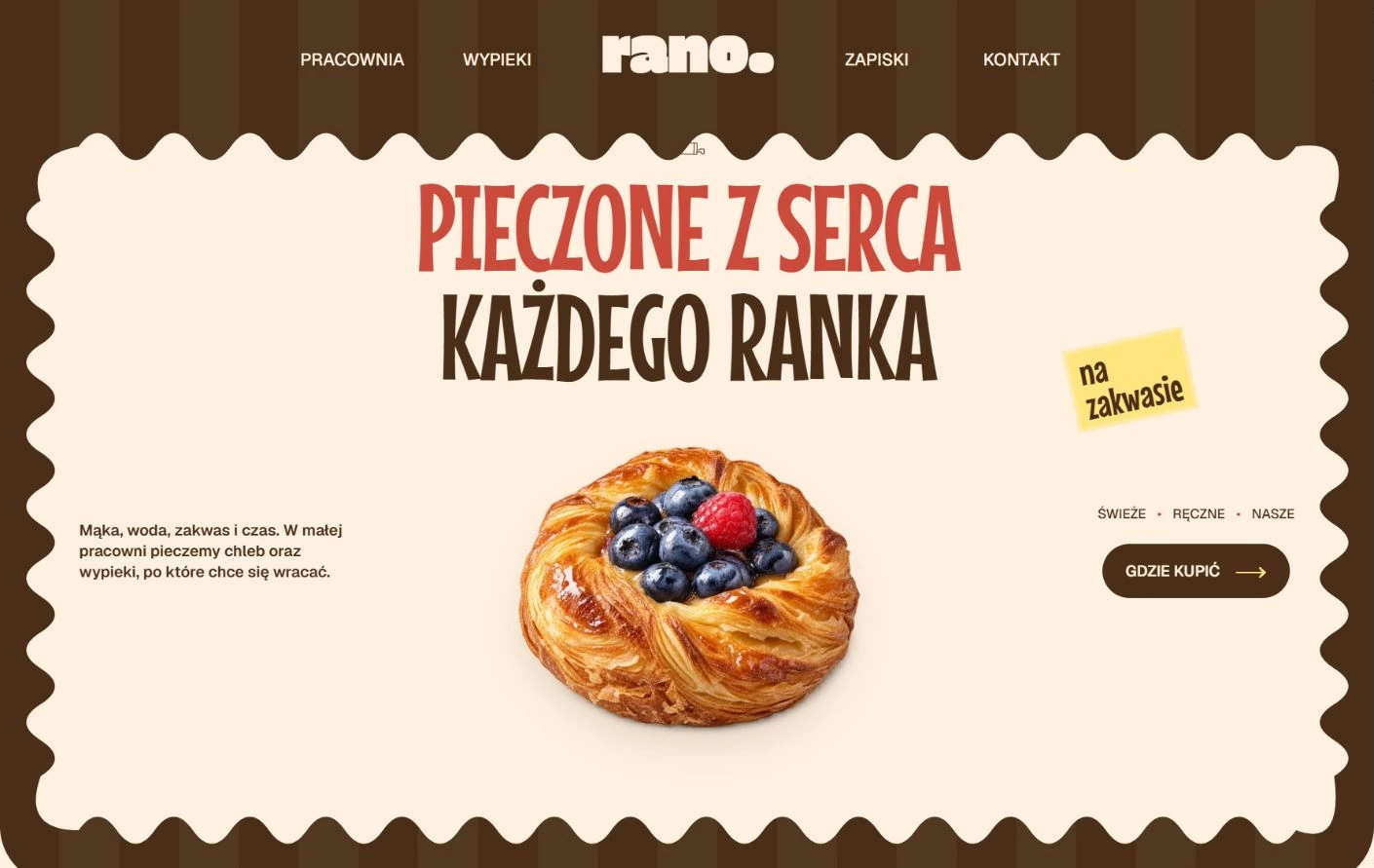 Podgląd strony rano., Piekarnia i lokalna żywność