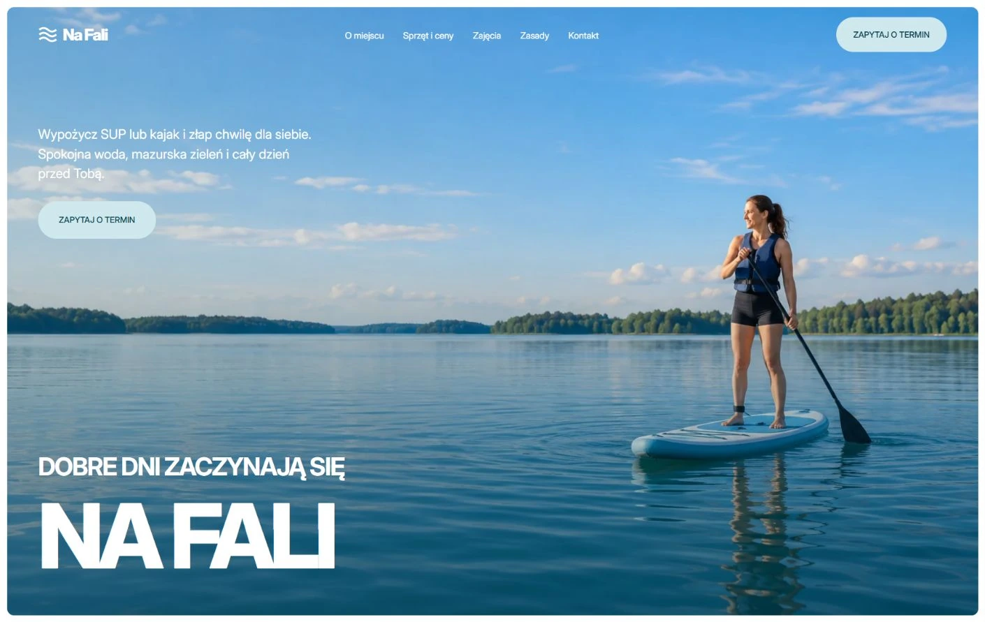 Podgląd strony Na Fali, Kajaki, SUP i sporty wodne