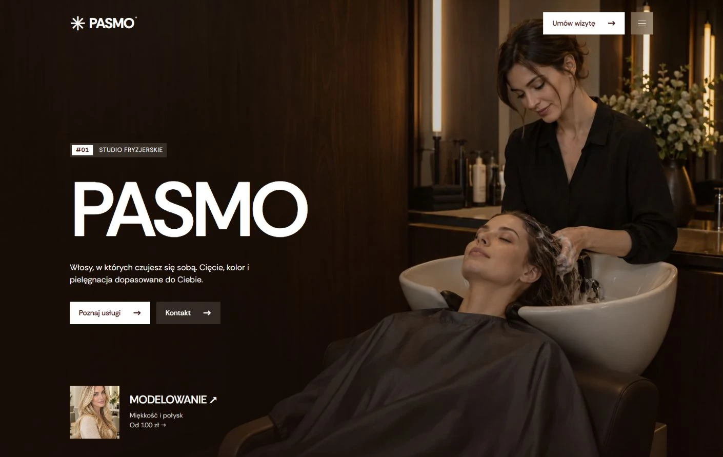 Podgląd strony PASMO, Salon fryzjerski